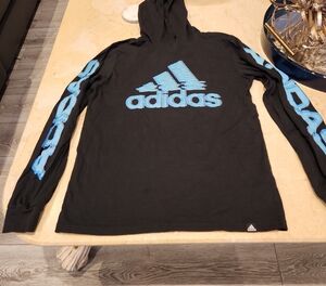 Adidas Black Hoodie with Blue Logo